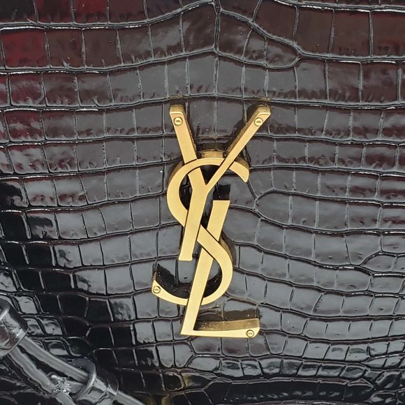 100% Authentic YSL Lou Camera Bag Embossed in Crododile Shiny Black Leather  Bag - Picture 9 of 12